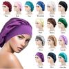 1pc Adjust Solid Satin Bonnet Hair Styling Cap Long Hair Care Women Night Sleep Hat Silk Head Wrap Shower Cap Hair Styling Tools