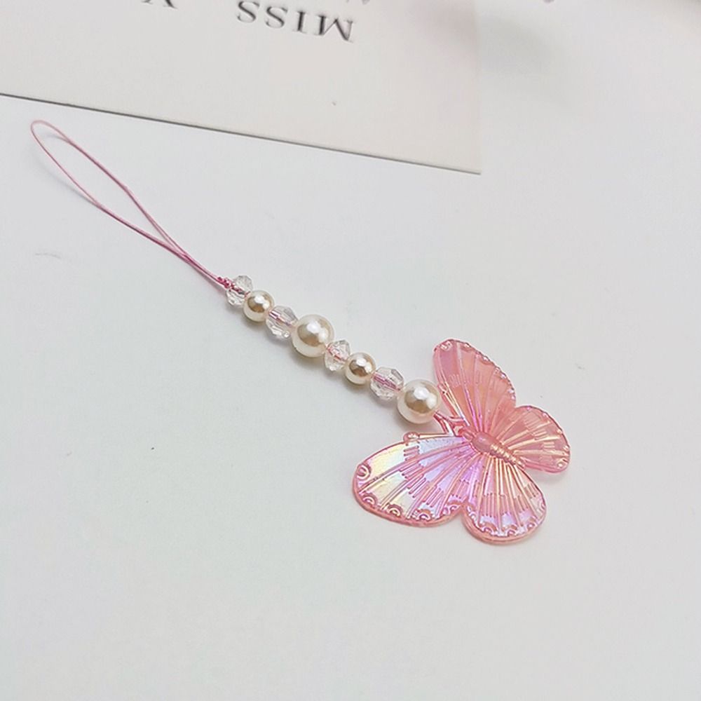 Подвеска на цепочку для телефона, ремешок на руку, светящаяся бабочка, ремешок для мобильного телефона