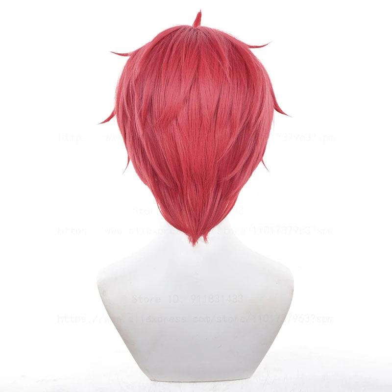 Парик для косплея Jiji Anime DAN DA DAN Jin Enjoji Cosplay Short Red Heat Resistant Synthetic Hair Parics + Cap для парика