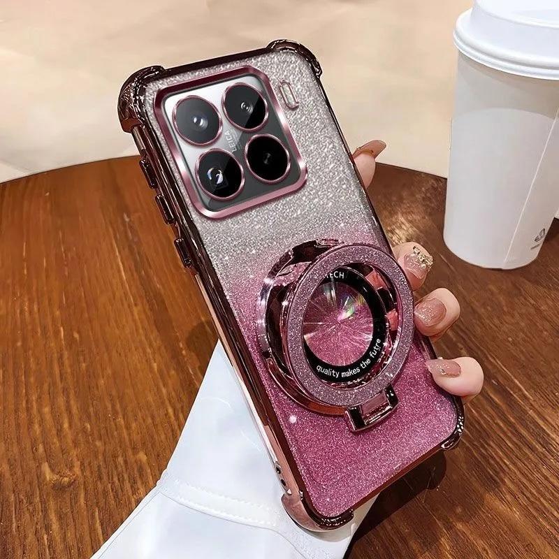 Роскошный блестящий магнитный чехол-подставка для телефона Xiaomi 15T 14T 13T Pro Защитный чехол-бампер Противоударная мягкая силиконовая накладка