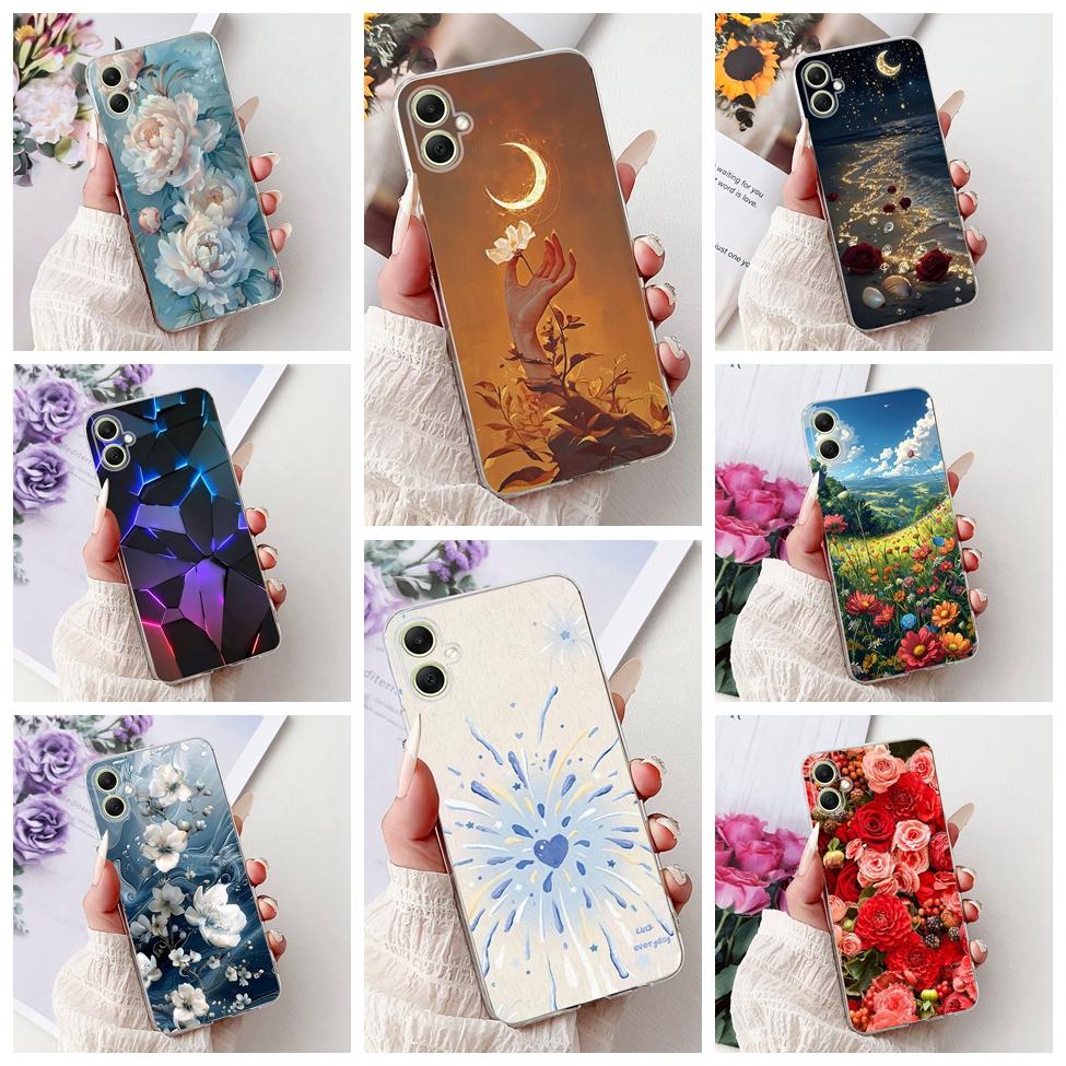 Чехол для Samsung A05 Прозрачный Милый Кот Модный Цветочный Крутой Расписной Задний Чехол Для Телефона Samsung Galaxy A05 SM-A055F SM-A055M