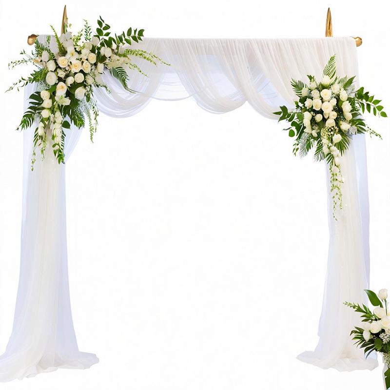 Outdoor White Wedding Gauze Drapes for Party and Venue Decoration, Wedding Arch, and Background.