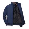 Men Fall Winter Coat Thick Plush Stand Collar Neck Protection Long Sleeve Thermal Cold Resistant Zip Up Cardigan Solid Color Windproof Mid-aged