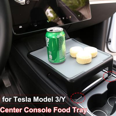 Для Tesla Model 3 Y 2023 стол-поднос для еды центральная консоль подставка для напитков кофе обеденная доска с силиконовым ковриком органайзер стол для хранения