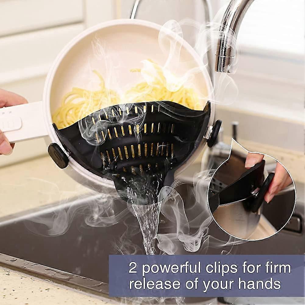 Clip On Food Strainer For Kitchen, Silicone Pasta Pans With Strainer Fit Most
