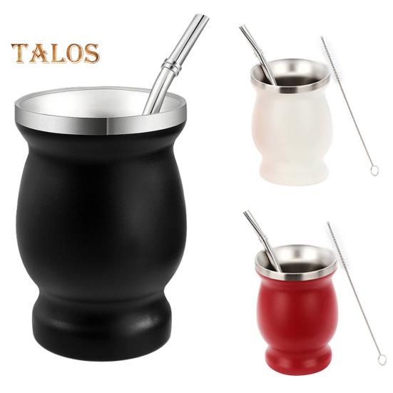 Набор чашек Yerba Mate, чашка в форме тыквы с двойными стенками из нержавеющей стали и щеткой для чистки чашек Bombilla, чайный набор, богатый антиоксидантами и повышающий энергию