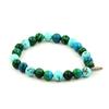 Stones and Minerals. Chrysocolla + Malachite + Turquoise Beaded Bracelet 8 Mm. Made In France.
