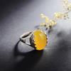 Silver 925 Jewelry Gemstones Ring for Women Garnet Yellow Amber Emerald Moonstone Opening Adjustable Rings Gifts