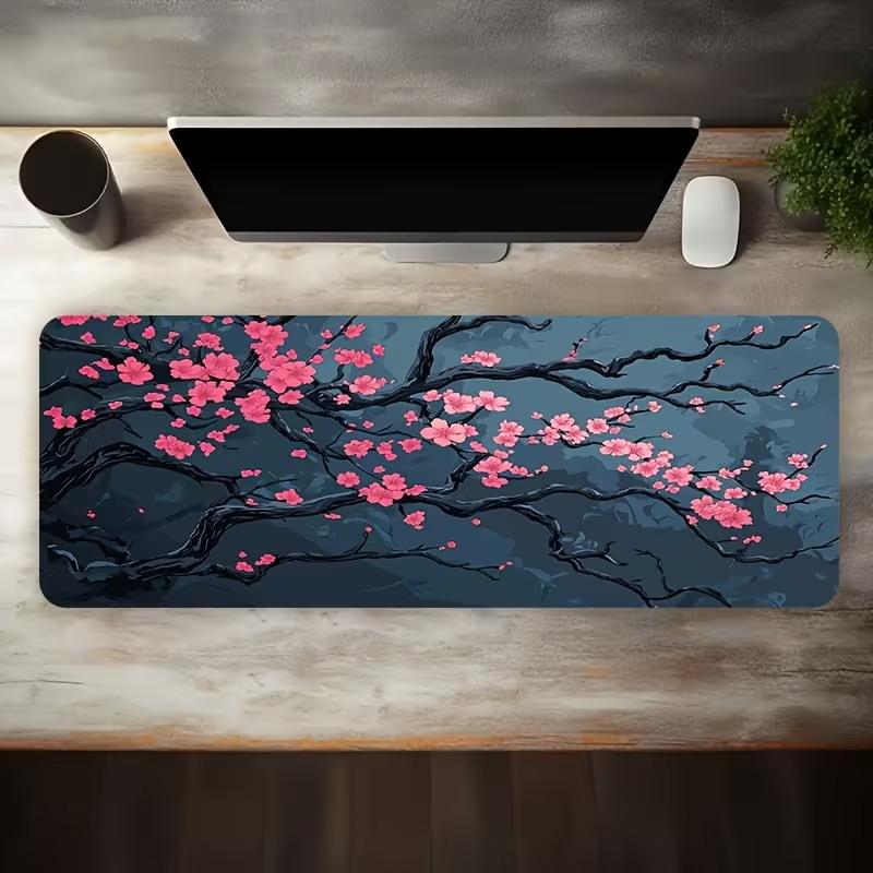 Japanese Mount Fuji Cherry Blossom Gaming Mouse Pad Extended Non Slip Mat Smooth Edges For Gamers Office Home Wireless Mouse