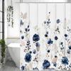 Синяя цветочная шторка для душа, Декоративная шторка для душа для ванной комнаты, Водонепроницаемая шторка для душа с крючками