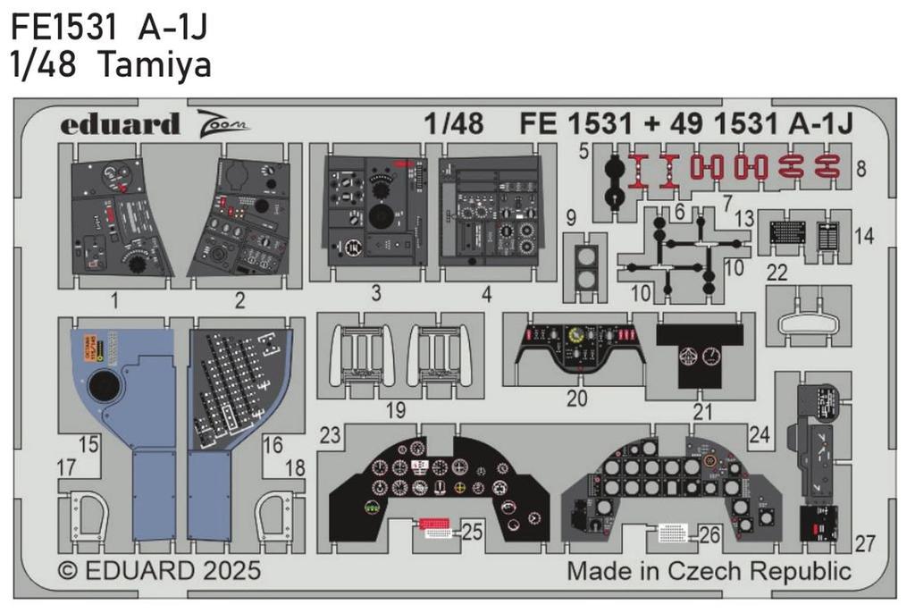 eduard Серия Zoom Skyraider Фототравление Детали Пластиковые Детали Модели EDUFE1531 1/48 A-1J (для Тамии) (Самолет)