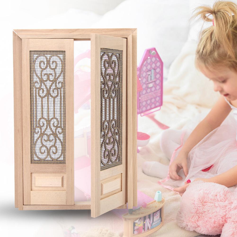 Сделай сам 1: 12 миниатюр кукольных домиков, полые деревянные двери, набор для детей, забавная игрушка, подарок, декор