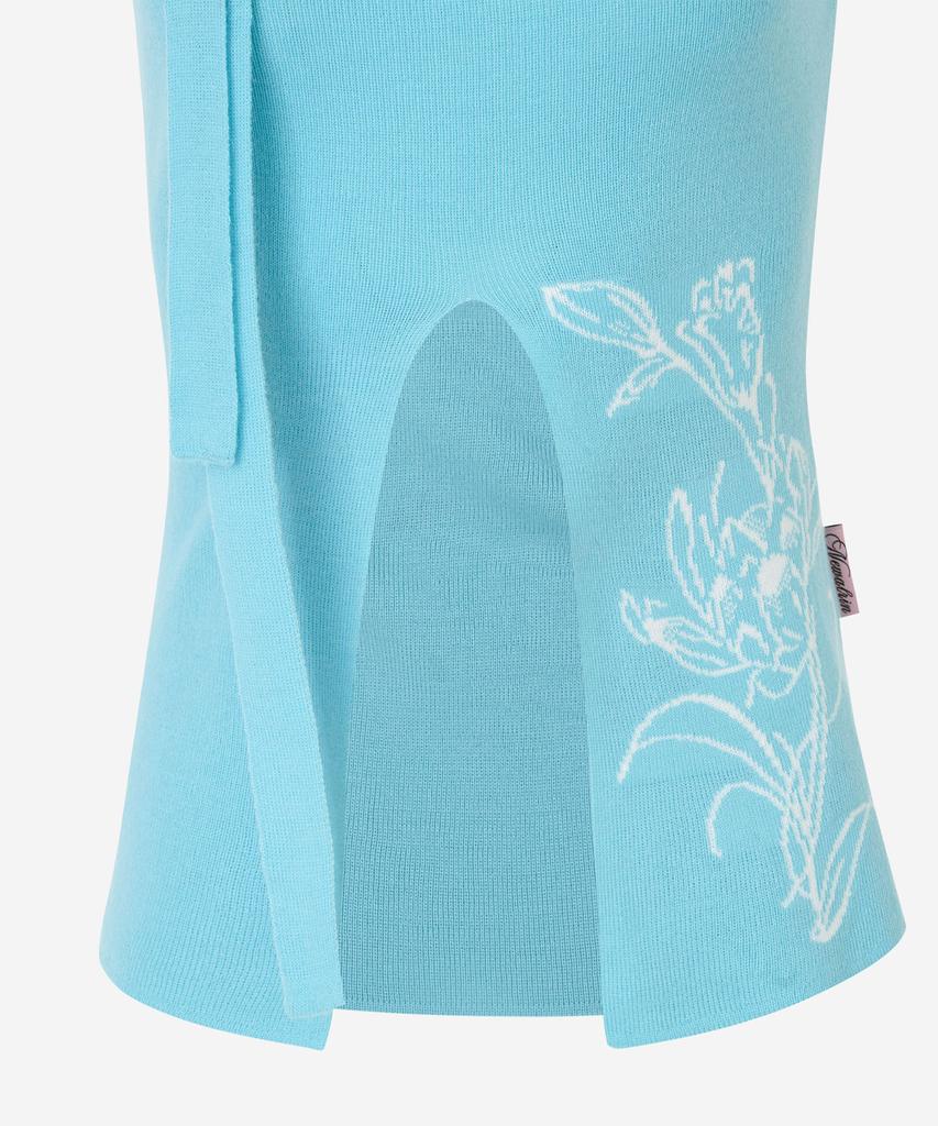 NEWALRIN Ruby Flower One Shoulder Sleeveless Knit Aqua Blue