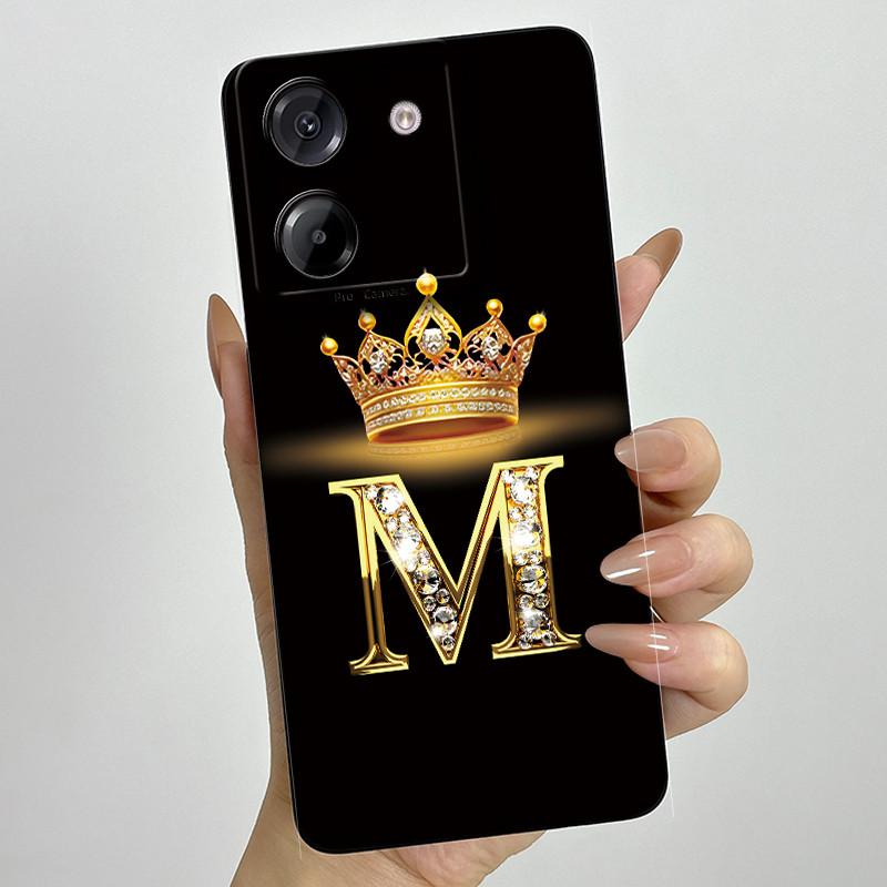 For Xiaomi Poco M7 Pro 5G Case Crown Letters Antifouling Non-slip Luxury Cover Couple For xiaomi poco m7pro PocoM7Pro Soft Funda