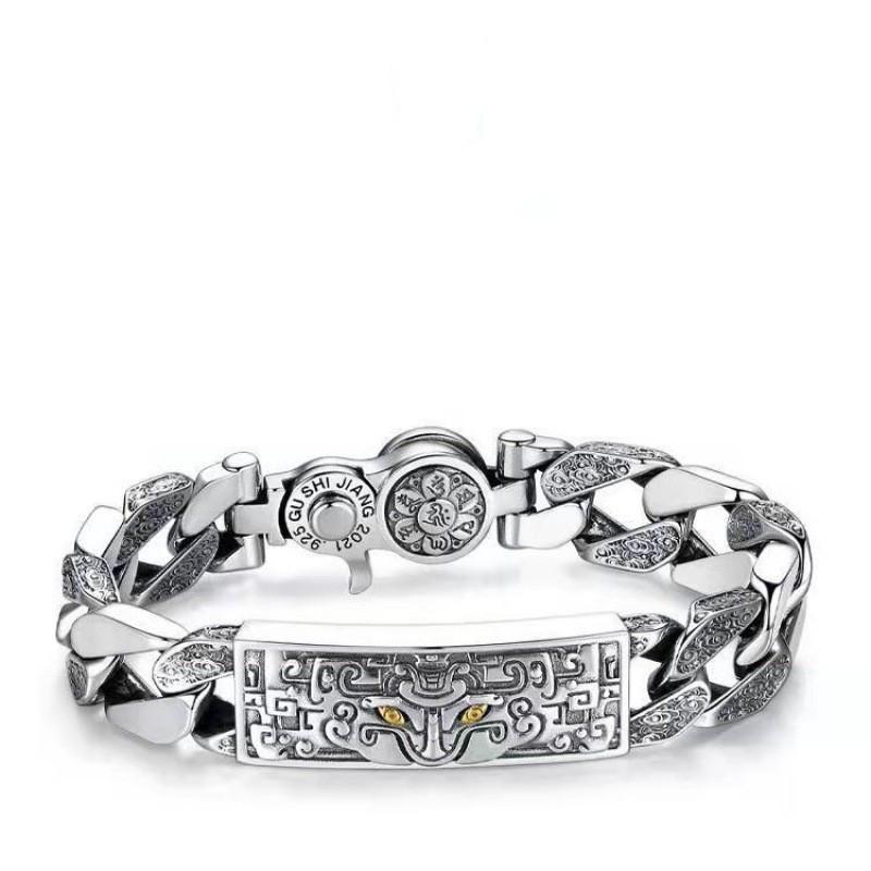 Браслет высокого класса Gluttony Pattern с шестью символами и мантрой для мужчин, модные ретро-модные тайские мужские украшения