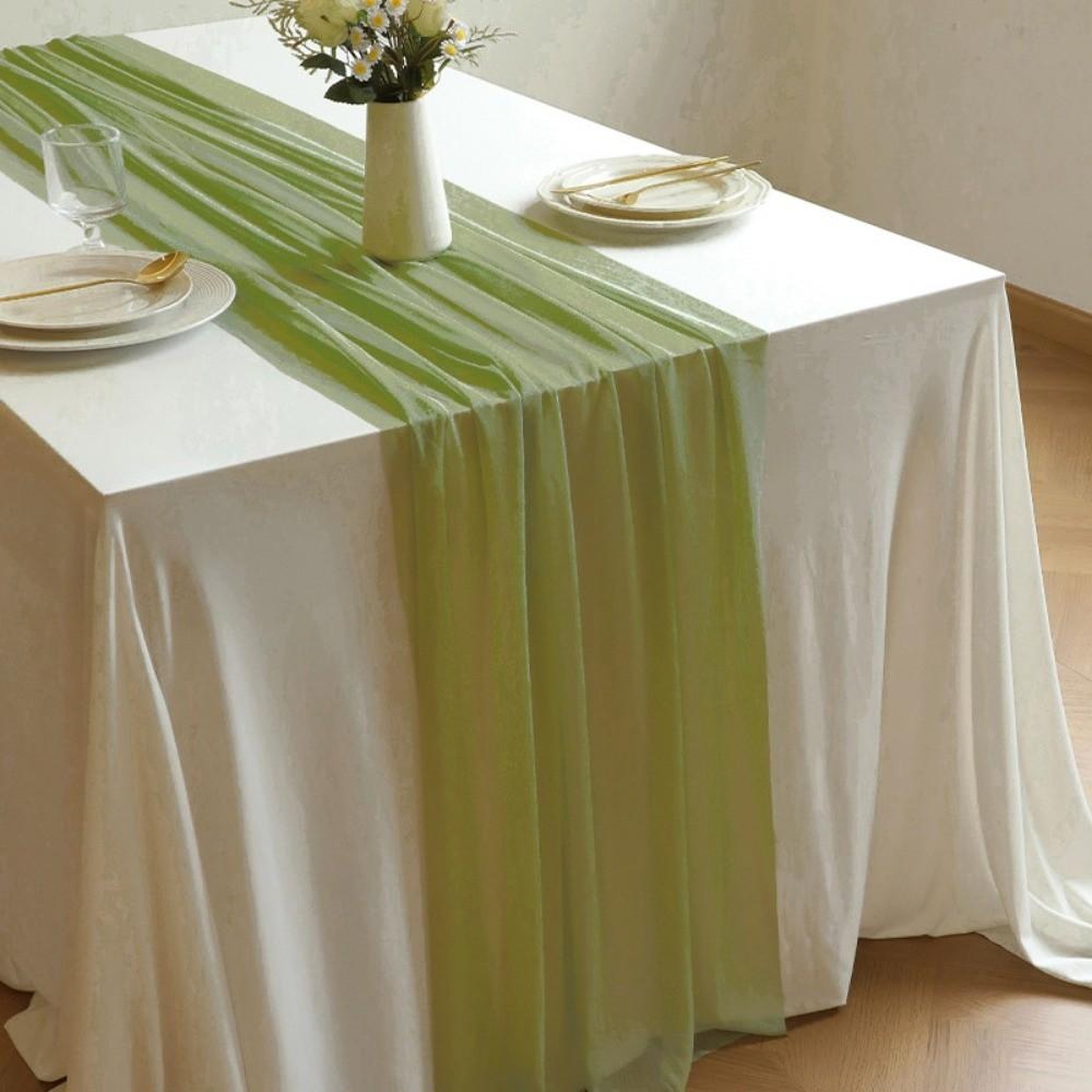 Solid Color Chiffon Table Runner Reusable Gauze Table Runner Wedding Table Runner  Dinning Table