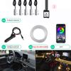 Неоновые автомобильные светодиодные внутренние светильники RGB окружающего света, оптоволоконный комплект с приложением, беспроводное управление, светодиодная автоматическая атмосфера, декоративная