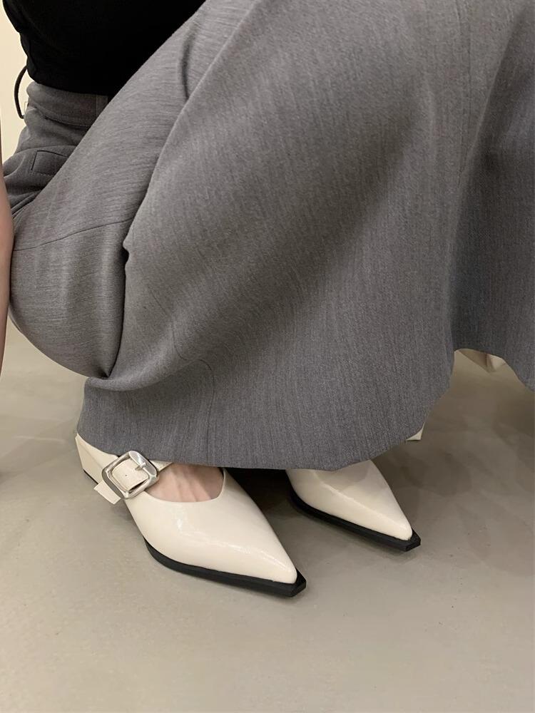 Весенние новые туфли Мэри Джейн с острым носком, с мелким вырезом, с ремешком с пряжкой, ретро, универсальные, на толстом каблуке, одинарные туфли, женская обувь