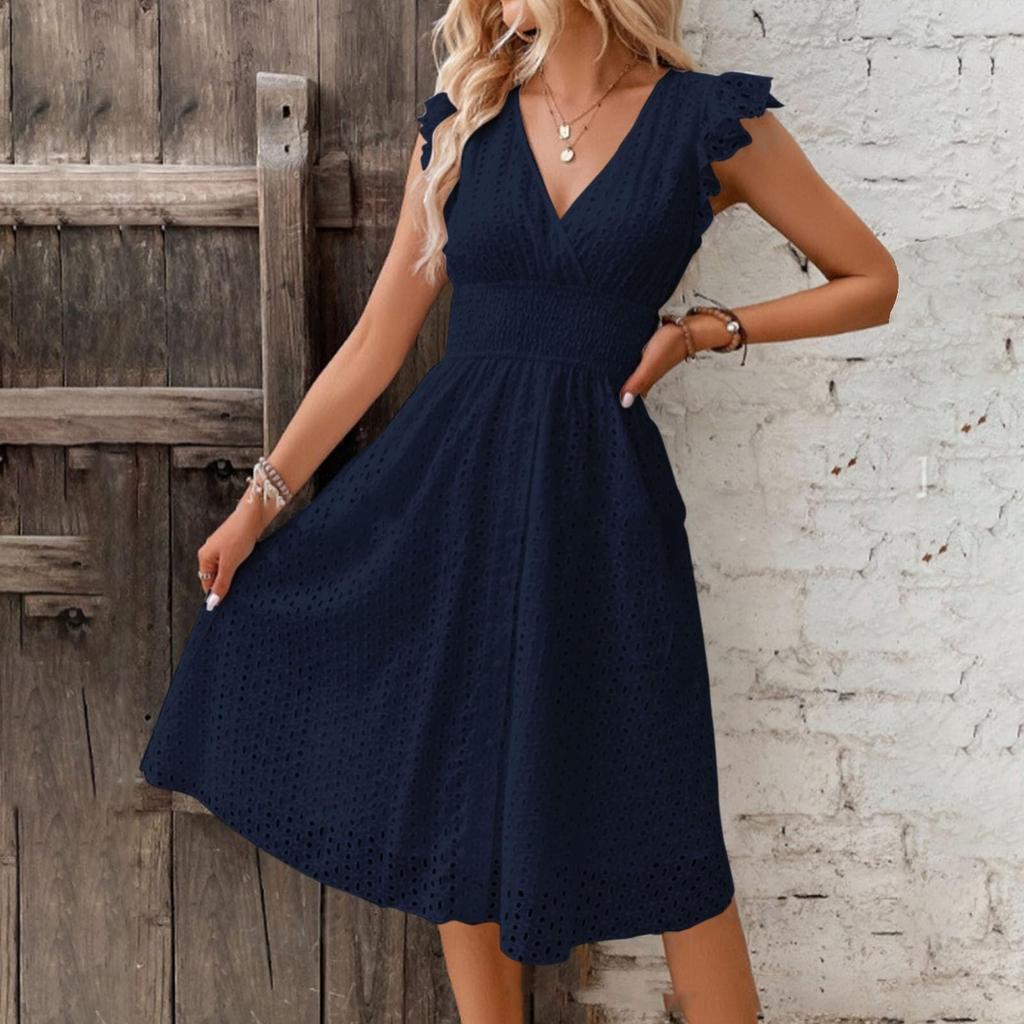 Женский летний кружевной сарафан с v-образным вырезом и запахом, с рюшами и рукавами в стиле бохо, с цветочным принтом и эластичной резинкой на талии, милые короткие платья