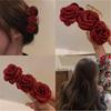 Stunning Camellia Red Hairpin: Plush High-End Autumn/Winter Headdress