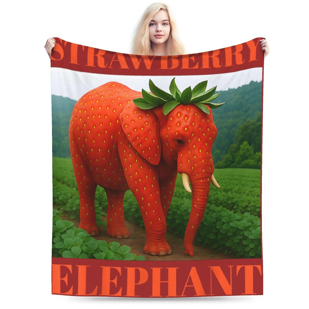 Strawberry Elephant Funny Italian Brainrot Gaming Meme Blankets Quality Super Soft Bedding Throws Winter Picnic Couch Bed