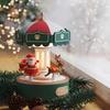 Музыкальная шкатулка с Санта-Клаусом, вращающейся каруселью и светодиодной подсветкой, питанием от USB, подарок на День святого Валентина для елки, светящиеся рождественские украшения.