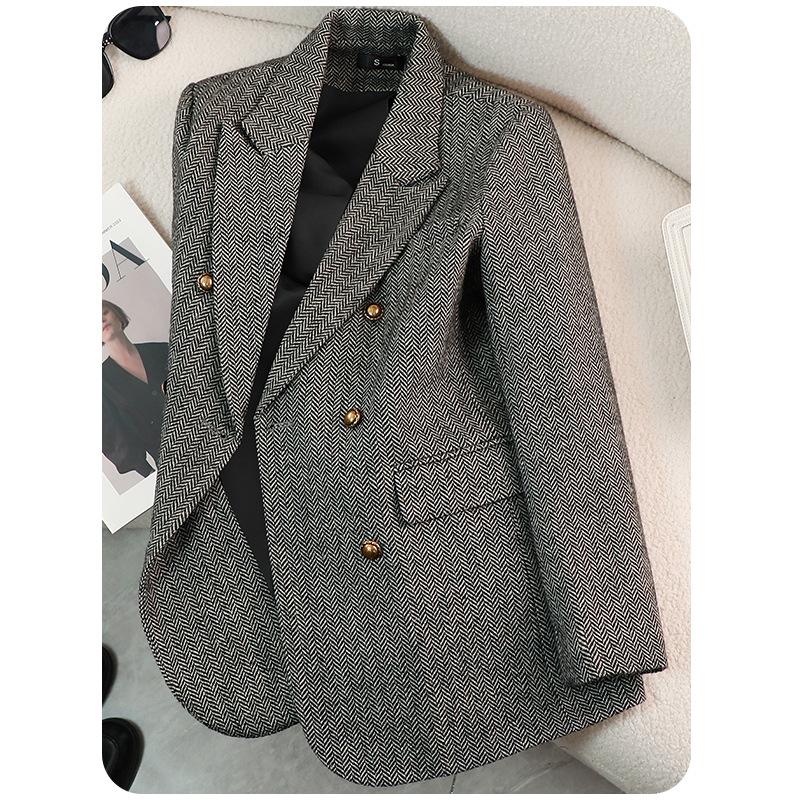 Women Autumn Winter Suit Jacket Word Pattern Blazer Coat Female Temperament Cool Design Unique Ladies Tops