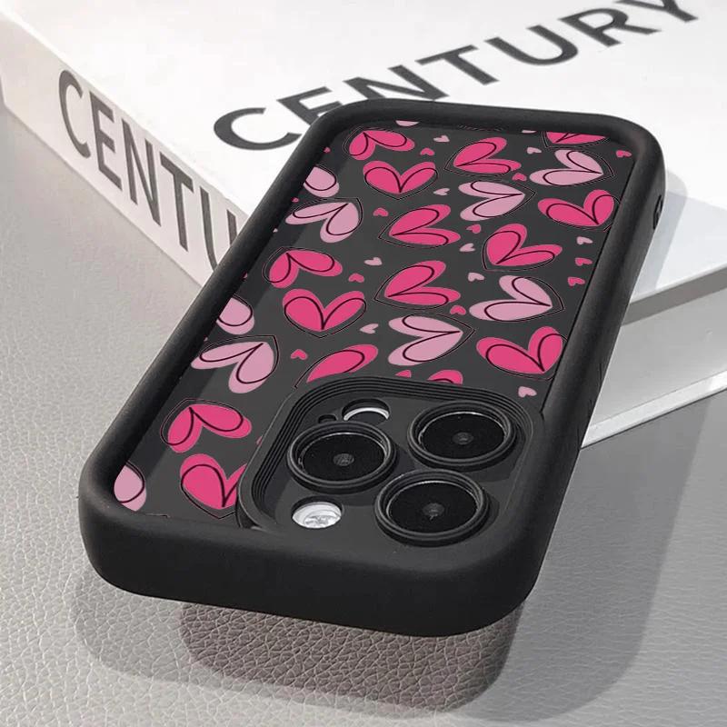 Розовый чехол для телефона в форме сердца из мягкого силикона для iPhone 17 16 15 14 13 12 11 Pro Max 16e X XR 7 8 Plus Ударопрочная задняя крышка