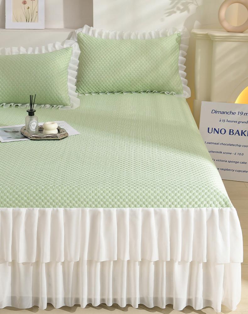 Princess Wind Bed Skirt Ice Bean Cool Mat 3-piece Set Washable Cool Silk Mat Bed Skirt Cool Mat