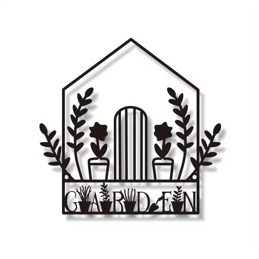 Stylish 1pc Metal Garden Sign - Wall Art for Gardens. Aesthetic Yard and Greenhouse Decor, Ideal Outdoor Ornament with a Garden