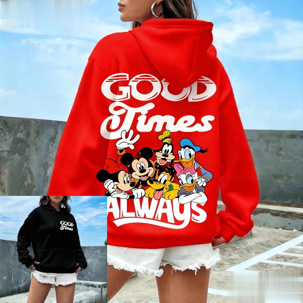 Унисекс Толстовка с принтом Микки и Минни Маус Disney Повседневная Уличная Женская Мужская Хлопковая Толстовка Винтажная Мультяшная Толстовка Осенняя Модная Топ