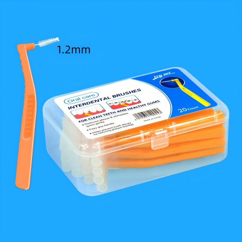 20pcs L Shaped Interdental Brush Cleaning Teeth Gap Soft Brush Portable Interdental Oral Hygiene Cleaning Toothpick Tools