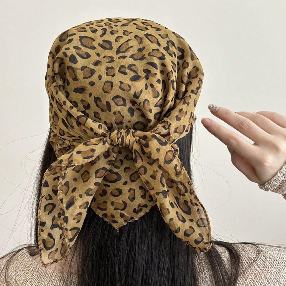 Thin Headband Leopard Print Neckerchief Fashionable Hairband Women