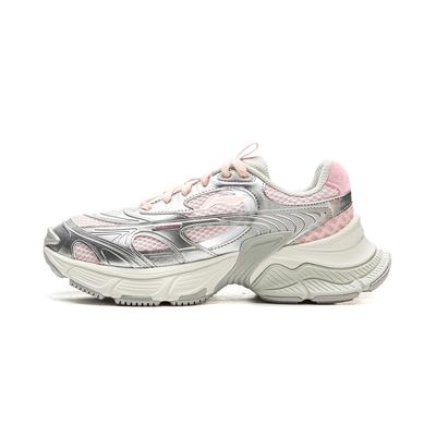 Li Ning Xingji Амортизирующие износостойкие дышащие низкие массивные кроссовки женские серебристо-белые розовые AGCV354-3