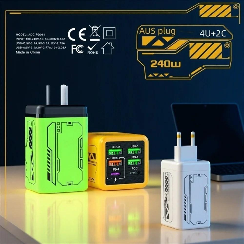 USB A+C 240W Charger Plug EU/US/UK USB C Charger Phone Charger Adapter for Huawei/Xiaomi/Samsung