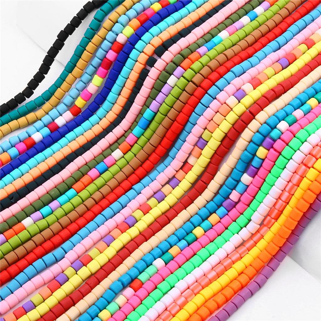 60pcs/Bag 6x6mm Flat Round Cylinder Polymer Resin Clay Beads Loose Spacer Handmade Beads For DIY Jewelry Making Bracelets Necklaces Crafts 38cm/15
