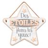 [Q7109] - Beige Gray Wooden Plaque 'Messages' (Star - Eyes Full of Stars!) - 20x19 Cm