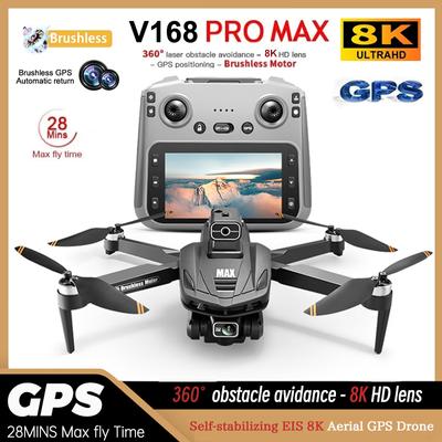 2025 Новый V168 MAX GPS RC Дрон Профессиональный 8K ESC HD Двойная камера WIFI FPV Обход препятствий Большой экран Пульт дистанционного управления Складной бесщеточный квадрокоптер
