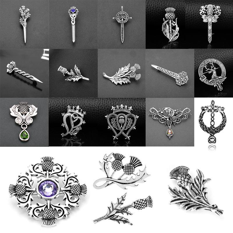 Scottish Thistle Celtic Knot Brooch Pin