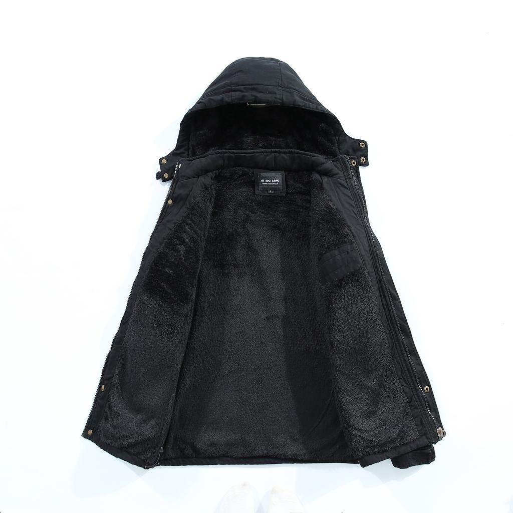 Зимняя новая мужская одежда средней и длинной длины с хлопковой подкладкой, утепленный флисовый тренчкот с капюшоном, куртка с хлопковой подкладкой, мужская молодежная куртка