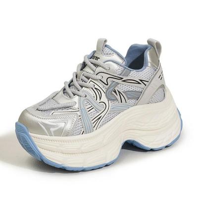 Модная Высокий Бренд 10СМ Высокие Толстая Подошва Обувь для Женщин Уличные Кроссовки Прилив Трендовые Дышащая Сетка Женские Клинья Кроссовки на Платформе