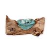 Molten Glass Candle Holder on Wood Base