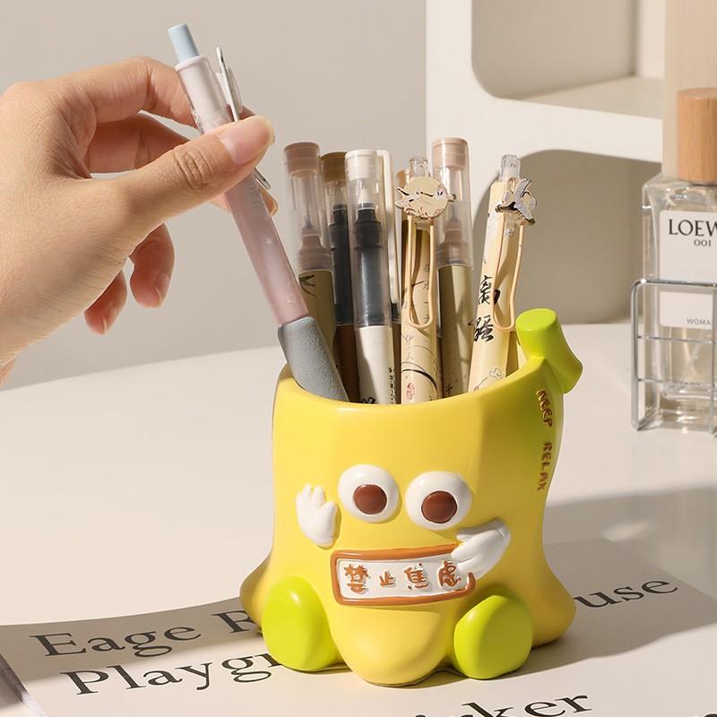 Cute Cartoon Pen Holder Large Capacity Desk Organizer Office Decor Gift Friends