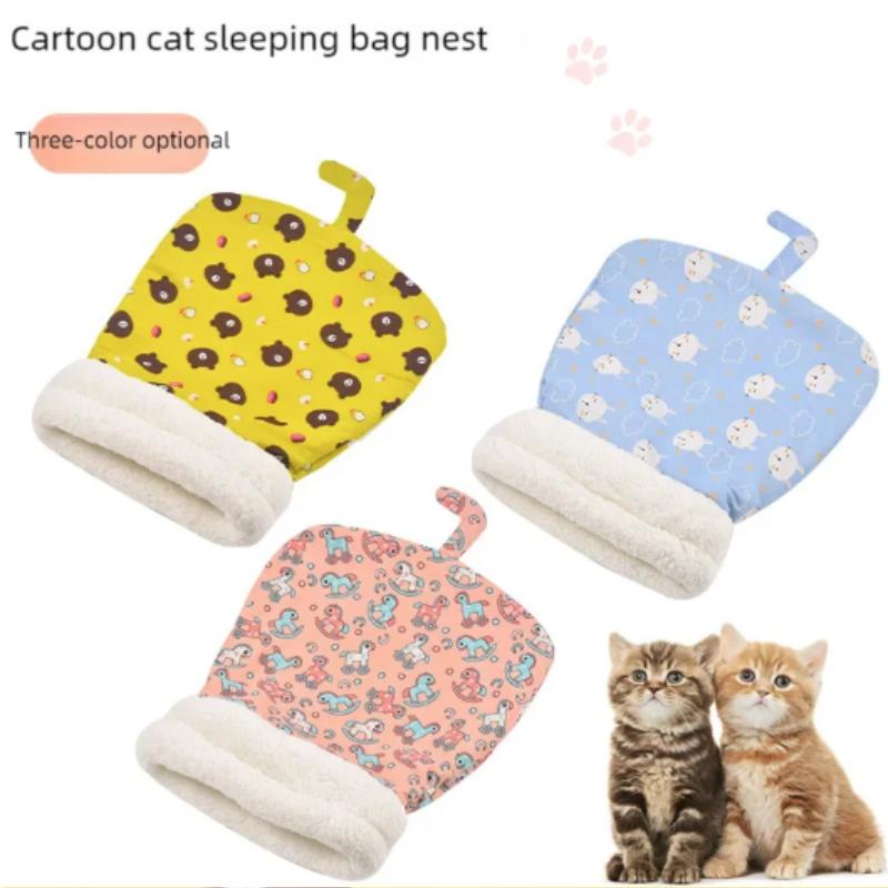 Soft Cuddly Pet Sleeping Bag for Kitten Puppy Fluffy Feel Thickened Warm Nest Pocket Quilt Bed Comfortable Warmth