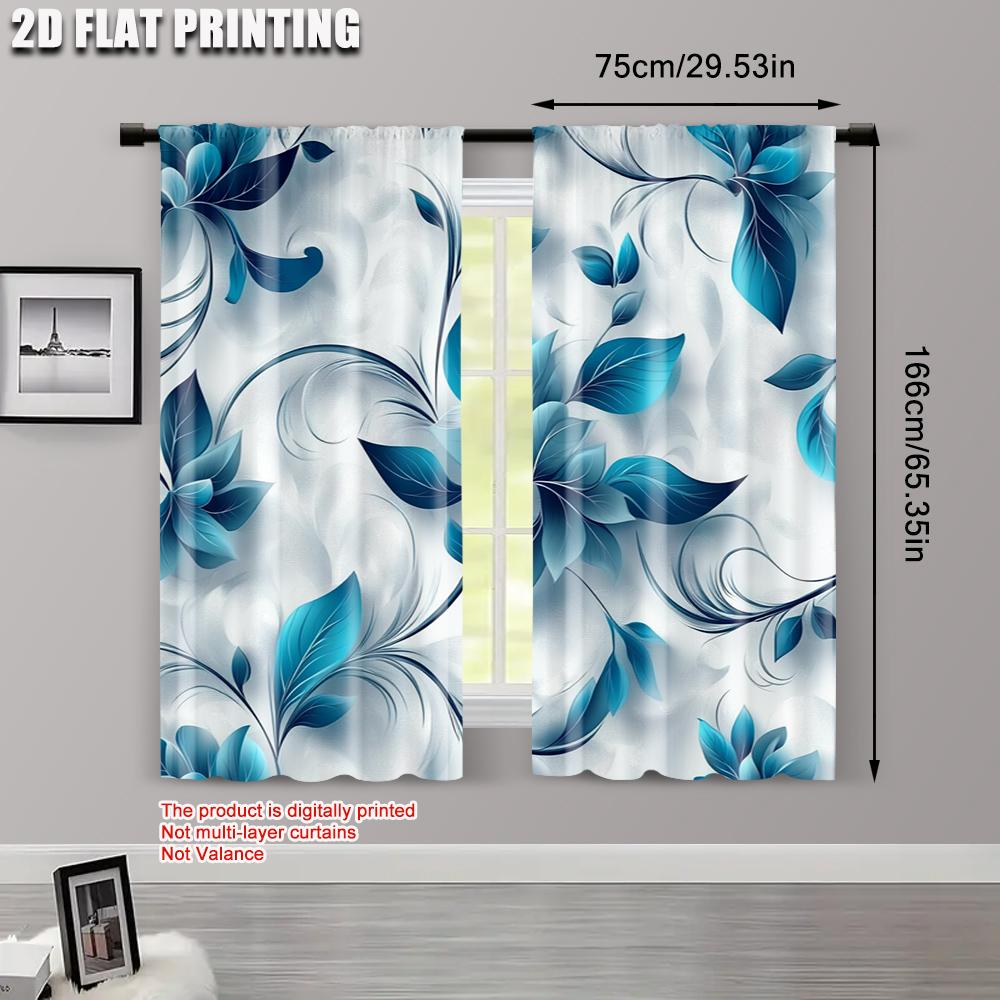 2 шт., Креативные шторы 2D-принт Бирюзовый Абстрактный Цветочный Машинная стирка (без стержня) Универсальный Все Идеально для Кухни Гостиной