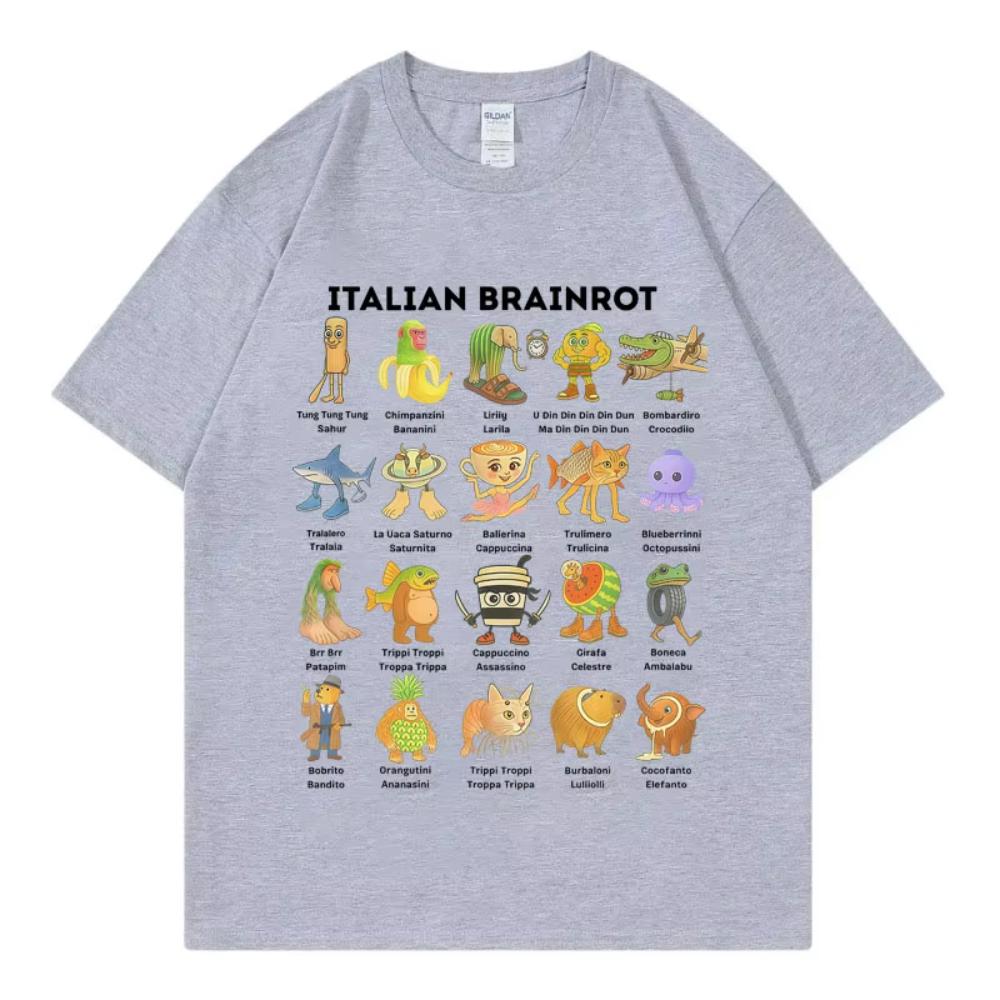 Funny Italian Brainrot Meme T-shirts Men Women Clothing Fashion Cartoon Short Sleeve T Shirt Summer Casual Loose Cotton T-shirts