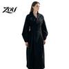 Women Wool Coat Long for Fall Winter, Lantern Sleeve Notch Lapel Overcoat, Double Breasted Trench with Pockets