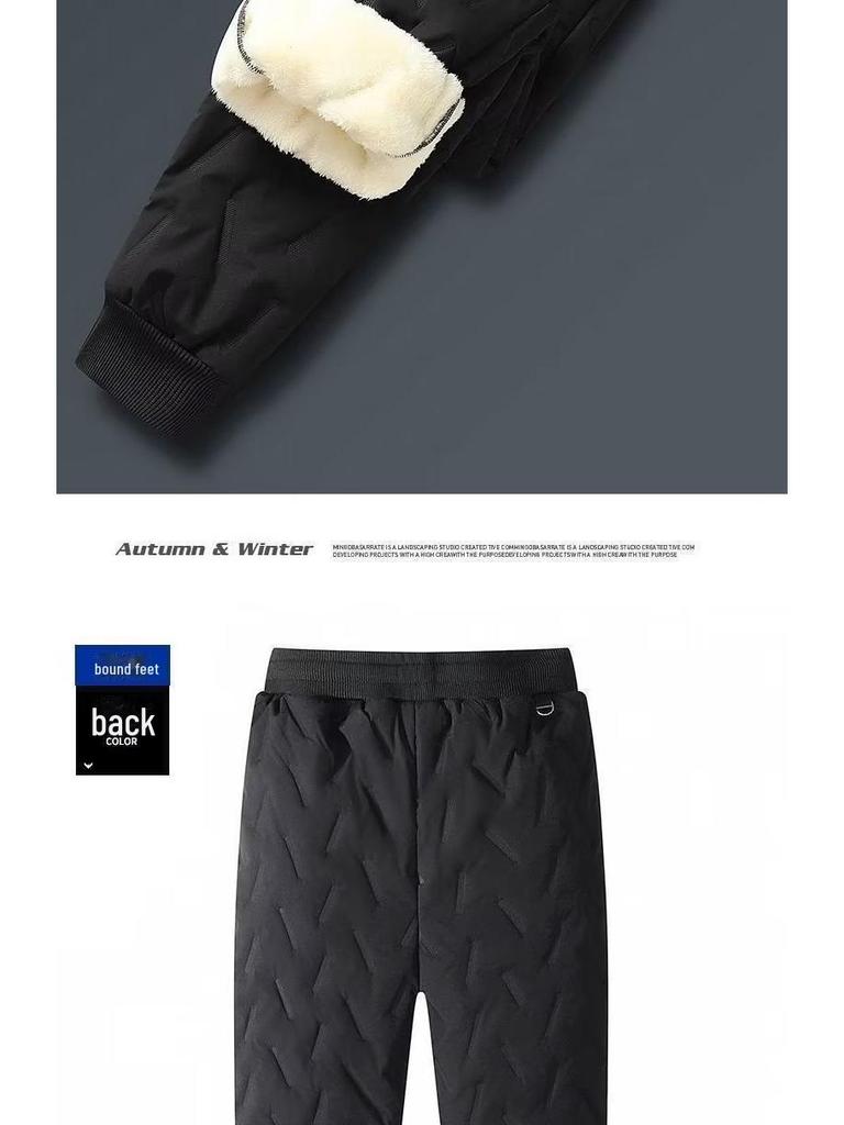 Мужские зимние водонепроницаемые плюшевые брюки для снега - плотные, ветрозащитные, с манжетами, повседневные брюки из овчины