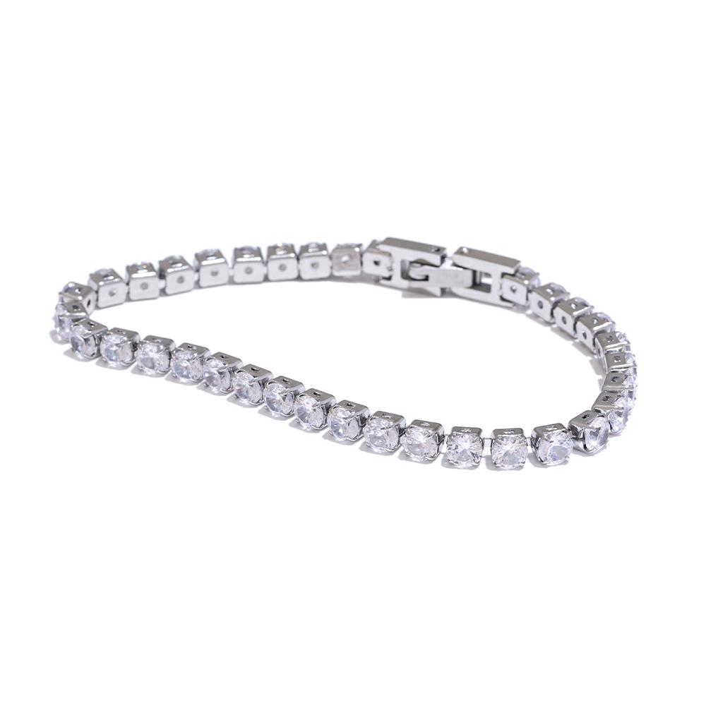 Eetit 4mm High Quality Shiny Cubic Zirconia Chain Wrist Bracelet Bangle for Women Stainless Steel Exquisite Premium Jewelry New