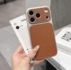 Противоударный чехол для iPhone 17 Pro Max, однотонный, с текстурой кожи, совместимый с Apple 15/16, дизайн с большим окном